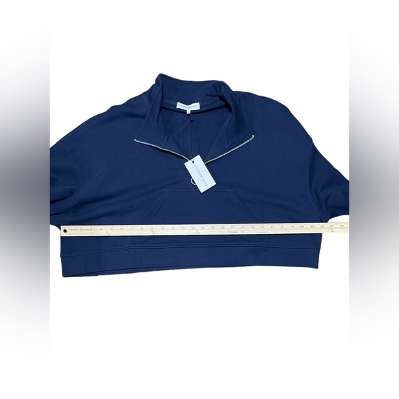 NWT WEWOREWHAT cropped Knit half zip Sweatshirt in Midnight Blue Size XL Womens - Picture 15 of 16